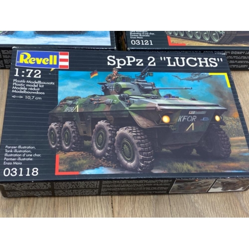 236 - 5x boxes of Revell buildable 1.72 scale army tanks