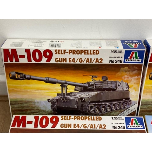 240 - 4x large boxes of buildable toy army tanks by Italeri