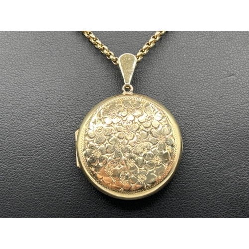 32 - Ladies 9ct gold round belcher chain and round locket pendant. 56cms and 10.78g