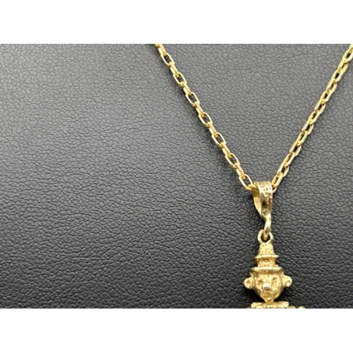 34 - Ladies 9ct gold Clown pendant with multiple gem stones on a 44cms belcher chain 4.17g