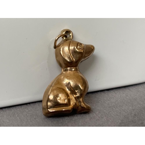 37 - 9ct Yellow Gold Puppy Charm - Weighing 1.18 grams and 2cm in height