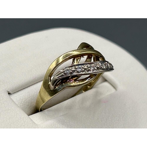 4 - Ladies 9ct gold diamond 6 stone fancy pattern ring, size O and 2.19g