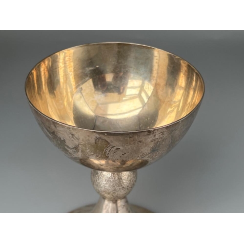 57 - Hallmarked silver Goblet 272.65 grams in weight and 14.5cm in height