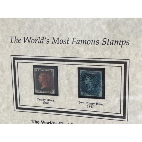 75 - 1840 Penny Black stamp and 1841 Two-penny blue stamp with certificate of authenticity