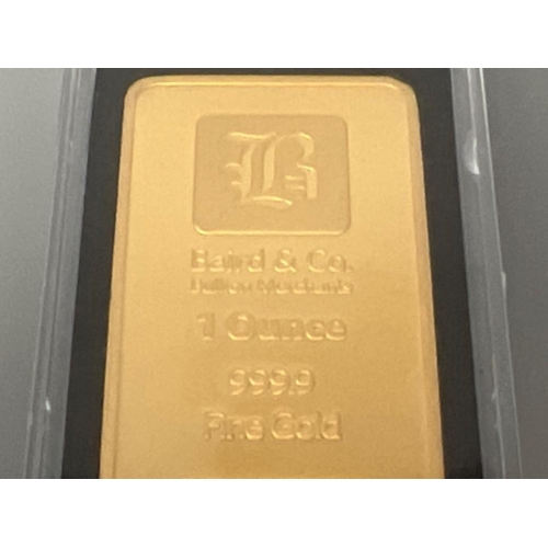 80 - Baird & Co 1 ounce 999.9 fine gold bar in capsule