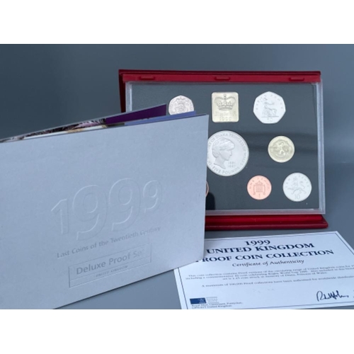 85 - UK Royal Mint proof coin collections including 1998, 1999 & 2001 all in original cases with certific... 