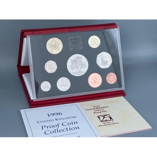 86 - UK Royal Mint proof coin collections including 1995, 1996 & 1997 all in original cases with certific... 