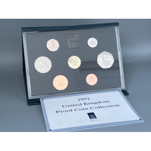 88 - UK Royal Mint proof coin collections including 1989, 1990 & 1991 all in original cases with certific... 