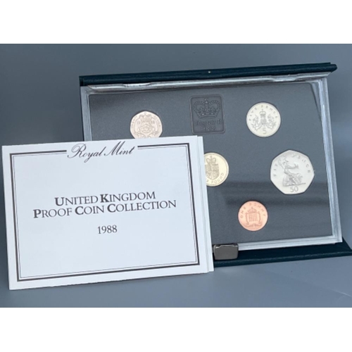 89 - UK Royal Mint proof coin collection including 1985, 1986 & 1988 in original cases