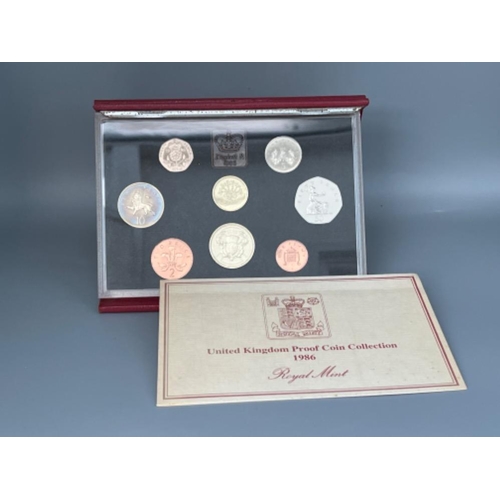 89 - UK Royal Mint proof coin collection including 1985, 1986 & 1988 in original cases