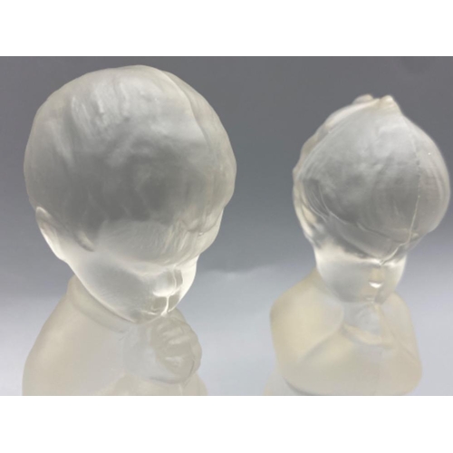 173 - Fenton Clear matte praying boy and girl figurines