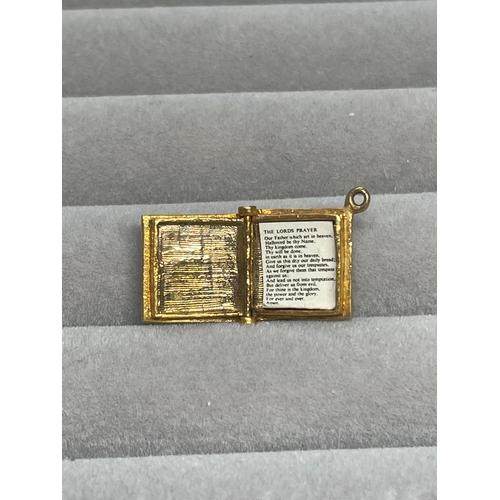 1 - 9ct Yellow Gold Fully Hallmarked Holy Bible Charm - Weighing 3.81 grams