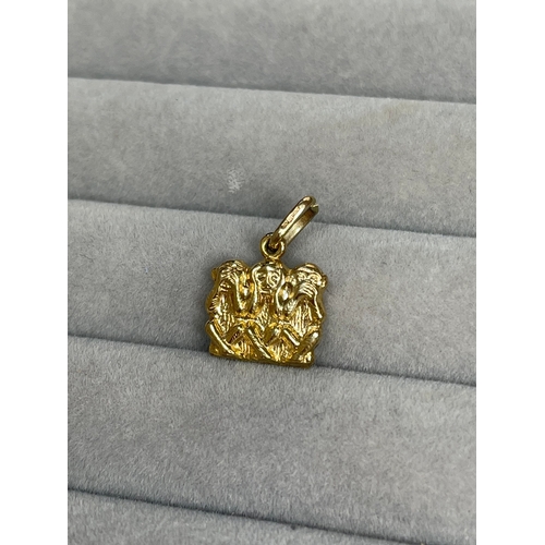 13 - 9ct Yellow Gold Three Monkey Charm Weighing 1.07 grams