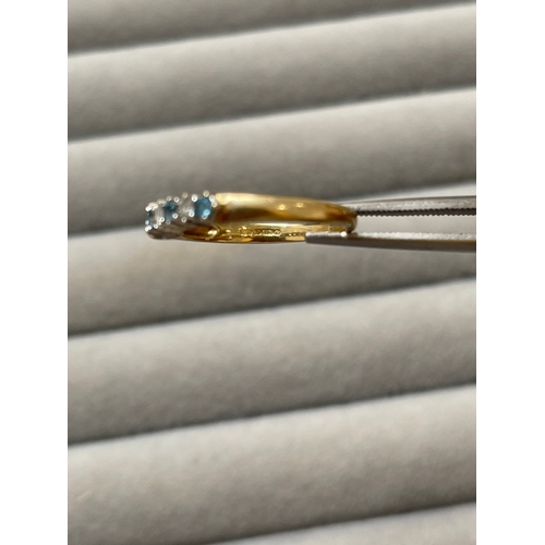 19 - 9ct Yellow Gold Fully Hallmarked Aquamarine & Diamond Half Eternity Ring Weighing 1.87 grams Size L ... 