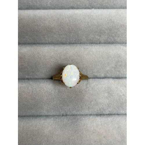 20 - 9ct Yellow Gold Fully Hallmarked Single Opal Ring Set in a Fancy Design Mount Weighing 1.93 grams Si... 