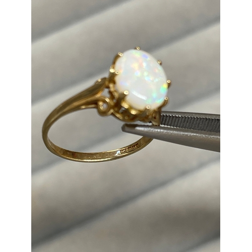 20 - 9ct Yellow Gold Fully Hallmarked Single Opal Ring Set in a Fancy Design Mount Weighing 1.93 grams Si... 