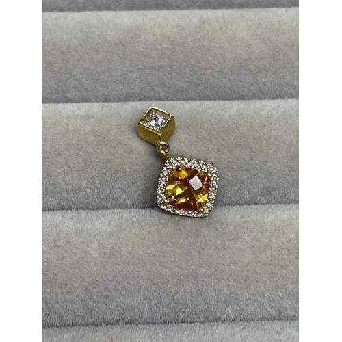 25 - 9ct Yellow Gold Citrine & CZ Pendant Weighing 1.77 grams