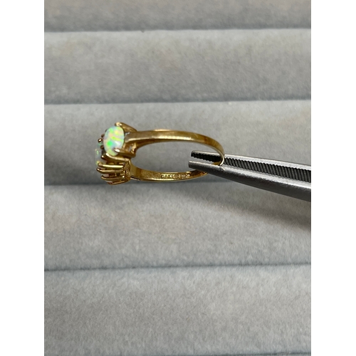 26 - 9ct Yellow Gold Fully Hallmarked Opal & CZ Ring Weighing 1.9 grams