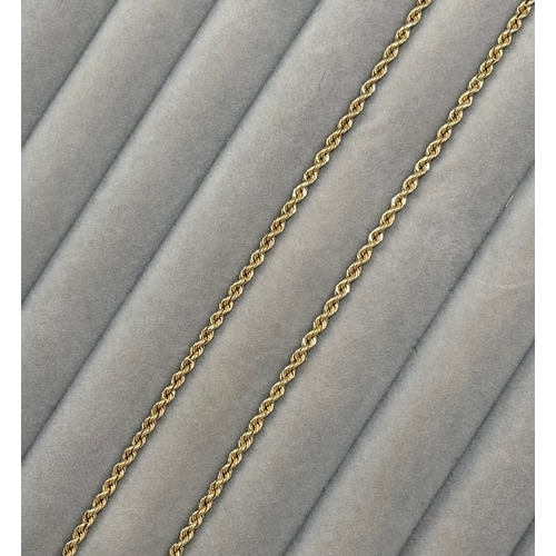 27 - 9ct Yellow Gold Rope Chain Weighing 3.07 grams Measuring 49cm in length