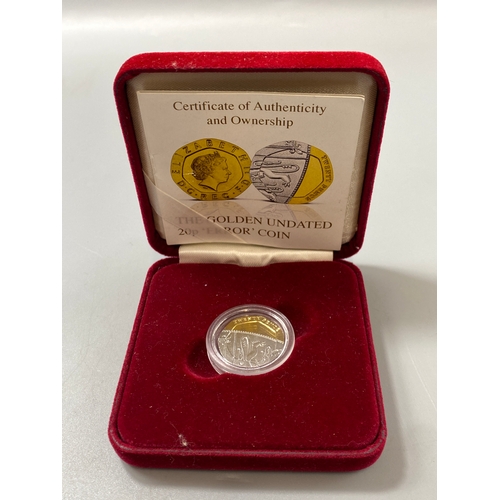 158 - 20p undated special gold plated edition coin with certificate and box