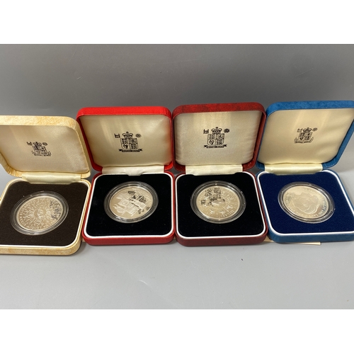 170 - 10x Royal mint silver proof coins to include 1977-2000 crowns and 1996 £2 rugby coin