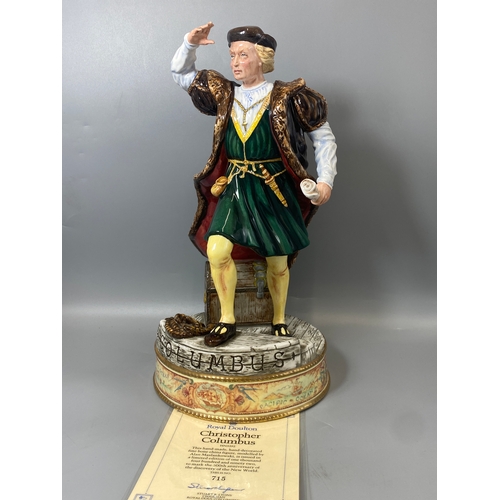 198 - Limited edition Royal Doulton Christopher Columbus Figure No 715 with original Certificate in good c... 