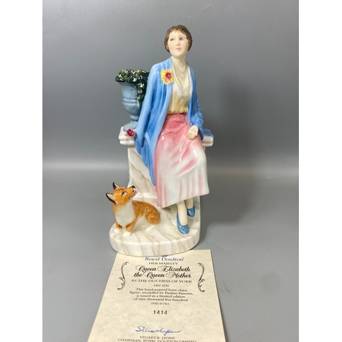 196 - Limited edition Royal Doulton Queen Elizabeth the Queens Mother No 1414 with original certificate in... 