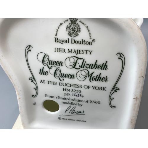 196 - Limited edition Royal Doulton Queen Elizabeth the Queens Mother No 1414 with original certificate in... 