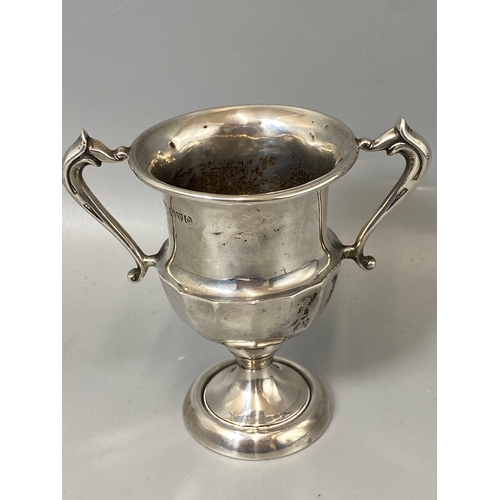 116 - Hallmarked silver Chester 1937 small trophy, weight 31.66 grams