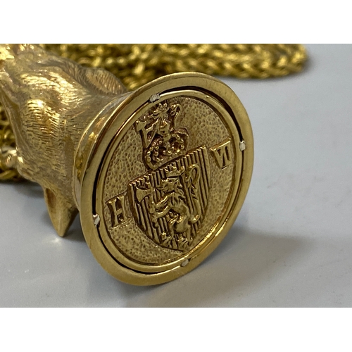 187 - A brass letter seal on associated chain