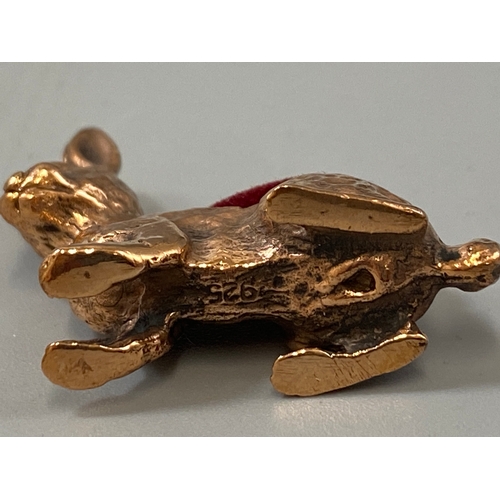 190 - Silver brass cased rabbit pincushion