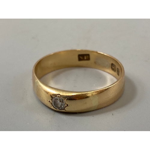 191 - 18ct yellow gold gypsy style diamond band ring, weight 3.08 grams size P 1/2