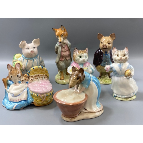 126 - 7x Beatrix potter figures to include Hunca Munca, Ribby and Pigling Bland