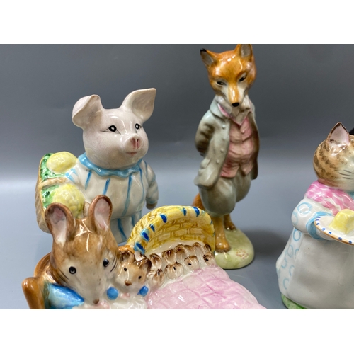 126 - 7x Beatrix potter figures to include Hunca Munca, Ribby and Pigling Bland