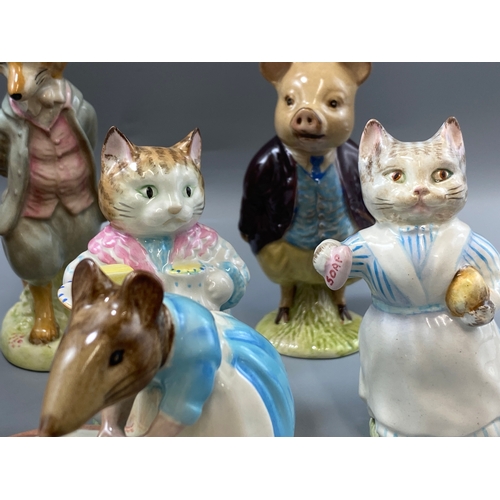 126 - 7x Beatrix potter figures to include Hunca Munca, Ribby and Pigling Bland