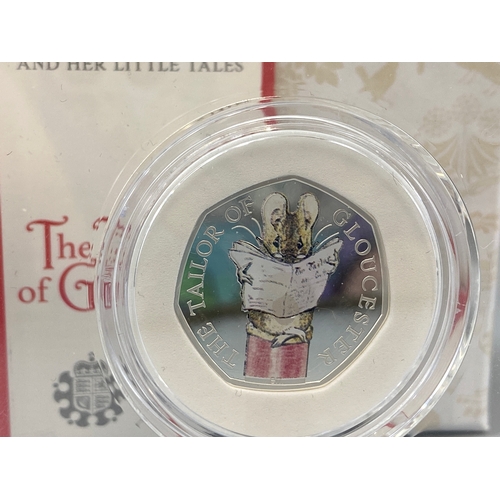 83 - Celebrating Beatrix Potter and her little tales Royal Mint 50p coin of The Tailor Of Gloucester in p... 