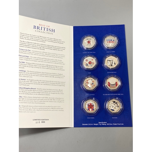 141 - 3 limited edition of 999, Best of British silver 999 50p collection