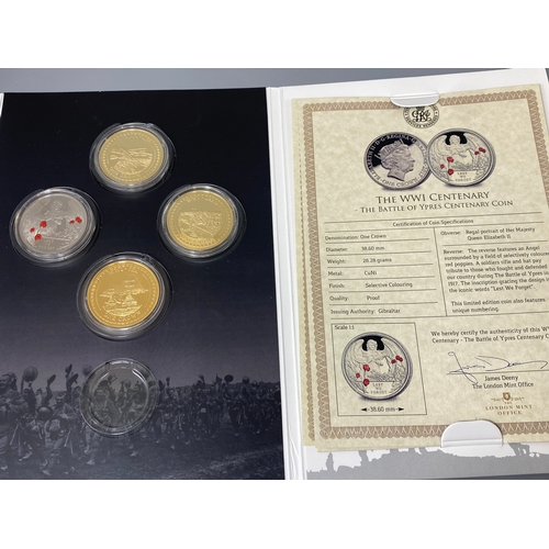 85 - 2 gold plated coin collections of WWI poppy Remembrance with certificates and cases