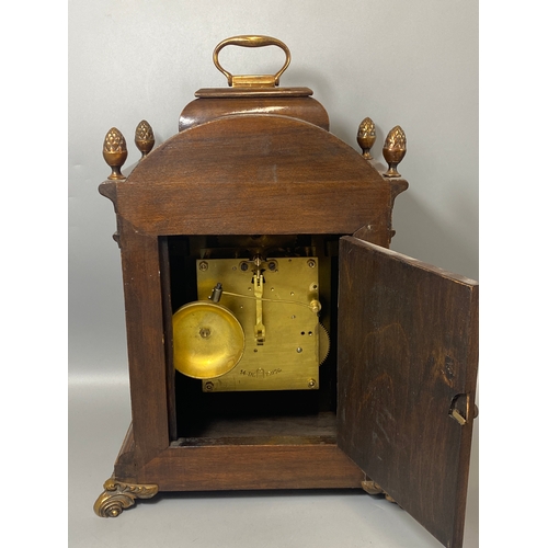 95 - Antique 1920s English wooden mantle clock by John Smith of London with brass accents