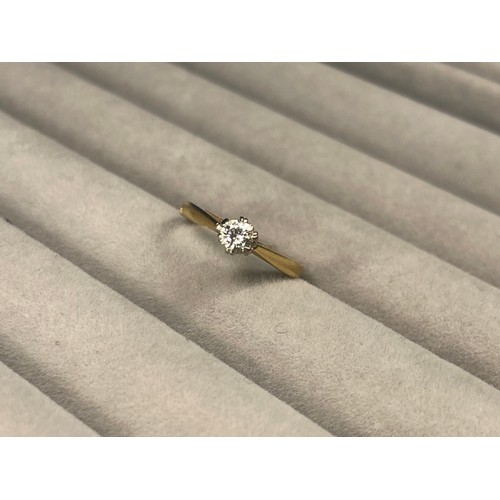 57 - 18ct Yellow Gold Fully Hallmarked Solitaire ring comprising of a 0.25ct Diamond Weighing 2.54 grams ... 