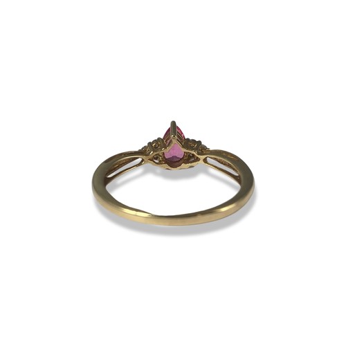 68 - 9ct Birmingham yellow gold pink stone and diamond ring weighing 1.62 grams size O