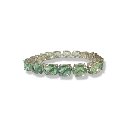 21 - Pair of Silver Gemstone Set Rings alongside a Gemstone Set Tennis Bracelet By TGGC weighing 32.12 gr... 