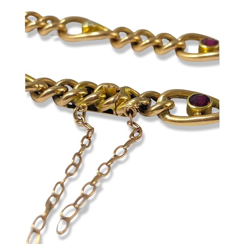 93 - Antique 15ct rose gold bracelet with diamonds and rubies with a weight of 9.97 grams and measuring 1... 