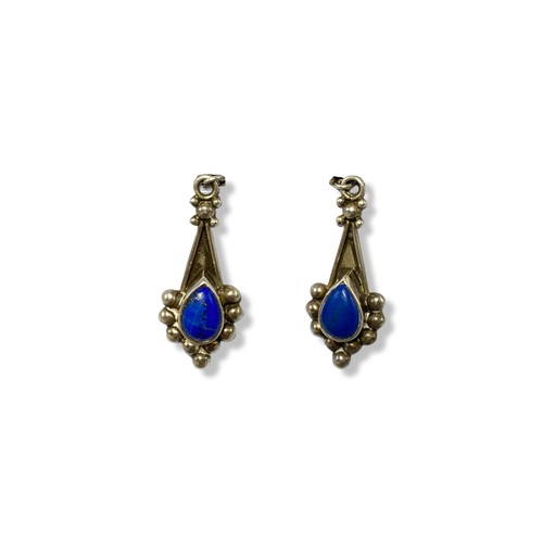 36 - Pair of Silver and amber stud earrings weighing 1.14 grams and a pair of silver Lapis Lazuli drop ea... 