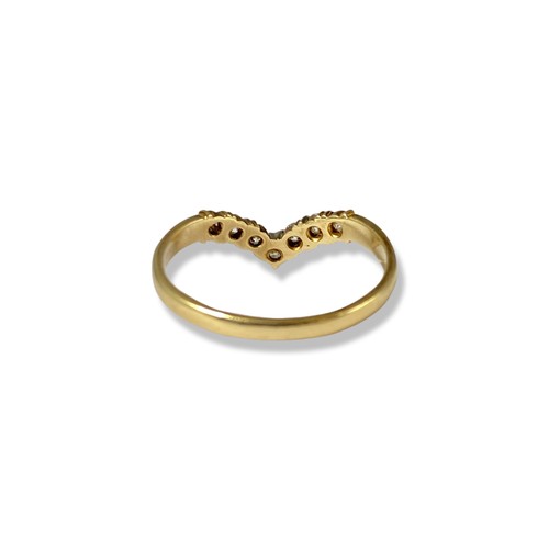 66 - 9ct Birmingham yellow gold wishbone ring hallmarked comprising of 7 round cut white stones weighing ... 