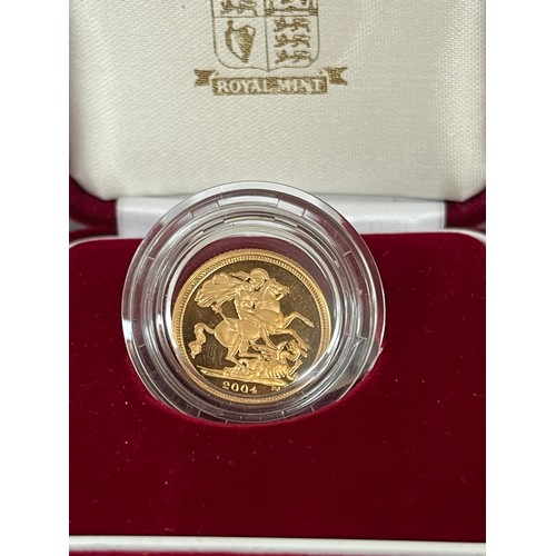 120 - 2004 UK Gold proof half sovereign, complete with case and certificate