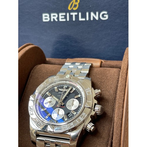 96 - Breitling Chronomat 44mm watch with an Onyx black face and dial with silver sub dials reference AB01... 