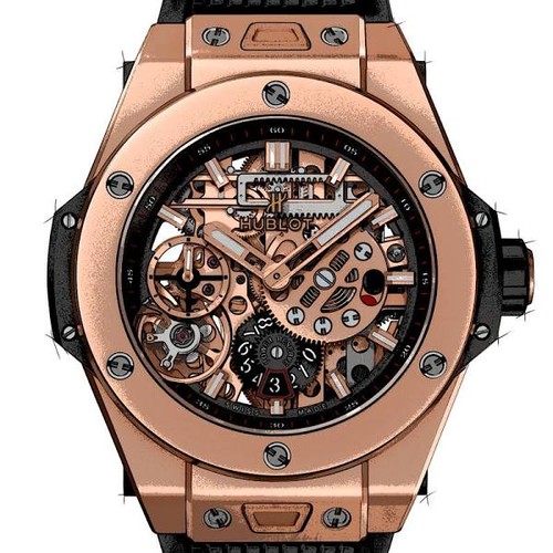 104 - Hublot 2023 King Gold Big Bang Meca-10 Watch featuring an 18ct 45mm case with circular dial and sapp... 