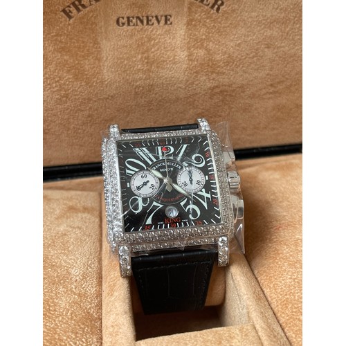 100 - Franck Muller Conquistador Cortez King White Gold Full Diamond