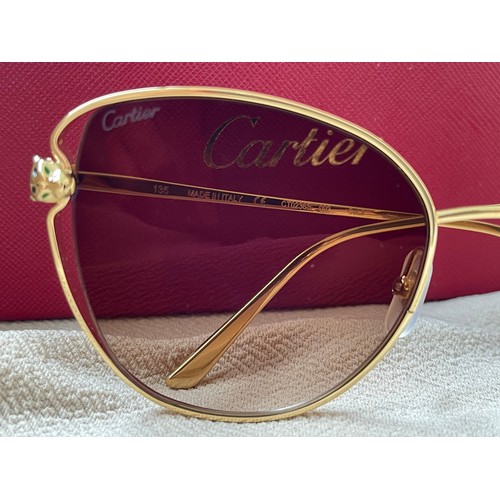 45 - Cartier Cat Eye Shaped Sunglasses from their Panthere Collection complete with box and papers.